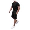 WABEOR Men Outfits 2 Piece Fashion Casual Sport Short Sets Round Neck T-Shirts and Shorts Summer Outfits Conjunto para Hombre A-Black view 1