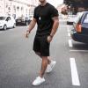 WABEOR Men Outfits 2 Piece Fashion Casual Sport Short Sets Round Neck T-Shirts and Shorts Summer Outfits Conjunto para Hombre A-Black view 2
