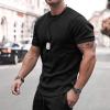 WABEOR Men Outfits 2 Piece Fashion Casual Sport Short Sets Round Neck T-Shirts and Shorts Summer Outfits Conjunto para Hombre A-Black view 4