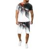 WABEOR Men Short Sets Outfits 2 Piece Casual Summer Outfits Fashion Hip Hop Tracksuit Printed Short Sleeve T Shirt and Shorts H-red view 1