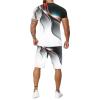 WABEOR Men Short Sets Outfits 2 Piece Casual Summer Outfits Fashion Hip Hop Tracksuit Printed Short Sleeve T Shirt and Shorts H-red view 2