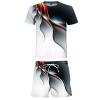 WABEOR Men Short Sets Outfits 2 Piece Casual Summer Outfits Fashion Hip Hop Tracksuit Printed Short Sleeve T Shirt and Shorts H-red view 3