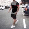 Men's Shirt and Short Sets Striped Casual Summer Outfits Round Neck Fashion Beach Vacation Outfits Two Piece Tracksuit Set J-Black view 2