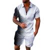 Men Short Sets Outfits 2 Piece Polo Sweatsuits Set Casual Fashion Summer Outfits Short Sleeve Vacation Beach Outfits White view 1