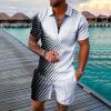 Men Short Sets Outfits 2 Piece Polo Sweatsuits Set Casual Fashion Summer Outfits Short Sleeve Vacation Beach Outfits White view 2