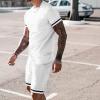 WABEOR Mens 2 Piece Short Set Outfits Short Sleeve T Shirts and Short Sets Casual Summer Outfits Vacation Clothes Tracksuits F-White view 2