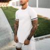 WABEOR Mens 2 Piece Short Set Outfits Short Sleeve T Shirts and Short Sets Casual Summer Outfits Vacation Clothes Tracksuits F-White view 4