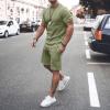 WABEOR Men Outfits 2 Piece Fashion Casual Sport Short Sets Round Neck T-Shirts and Shorts Summer Outfits Conjunto para Hombre A-Green view 2