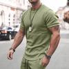 WABEOR Men Outfits 2 Piece Fashion Casual Sport Short Sets Round Neck T-Shirts and Shorts Summer Outfits Conjunto para Hombre A-Green view 3
