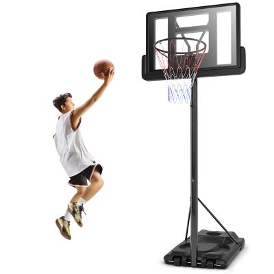 GYMAX Basketball Hoop, 5.9-10 FT Adjustable Basketball Goal with Shatterproof Backboard, 18 Rim & 2 Weather Resistant Nets, Portable Basketball System for Kids Teens Adults, Indoor/Outdoor Backyard