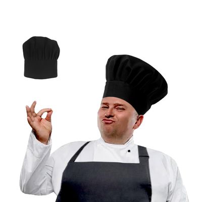 Urby Extra Large Chefs Hat Similar to Hat Size XL, XXL or 7 1/2 and up. Great Comfort to Chefs with Larger or Bigger Head. Adjustable Elastic Band. Black 1PK