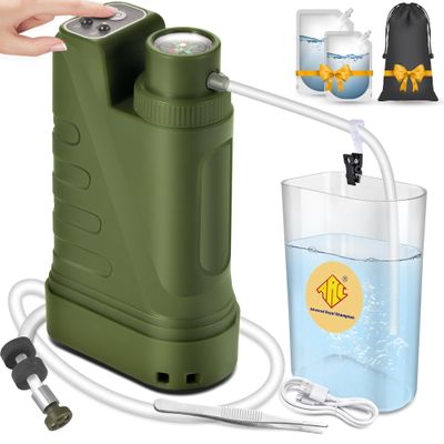 Electric Portable Water Filter Survival,Fast Flow,Lightweight,4-Layer Filtration Provide Better Tasting,Reusable Water Purification System for Outdoor Travel,Camping,Hiking,Backpacking
