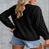 EVALESS Womens Long Sleeve Sweaters Fall 2024 Trendy Sexy Lace V Neck Knit Drop Shoulder Cute Winter Pullover Sweater Jumper Tops Black Small view 4