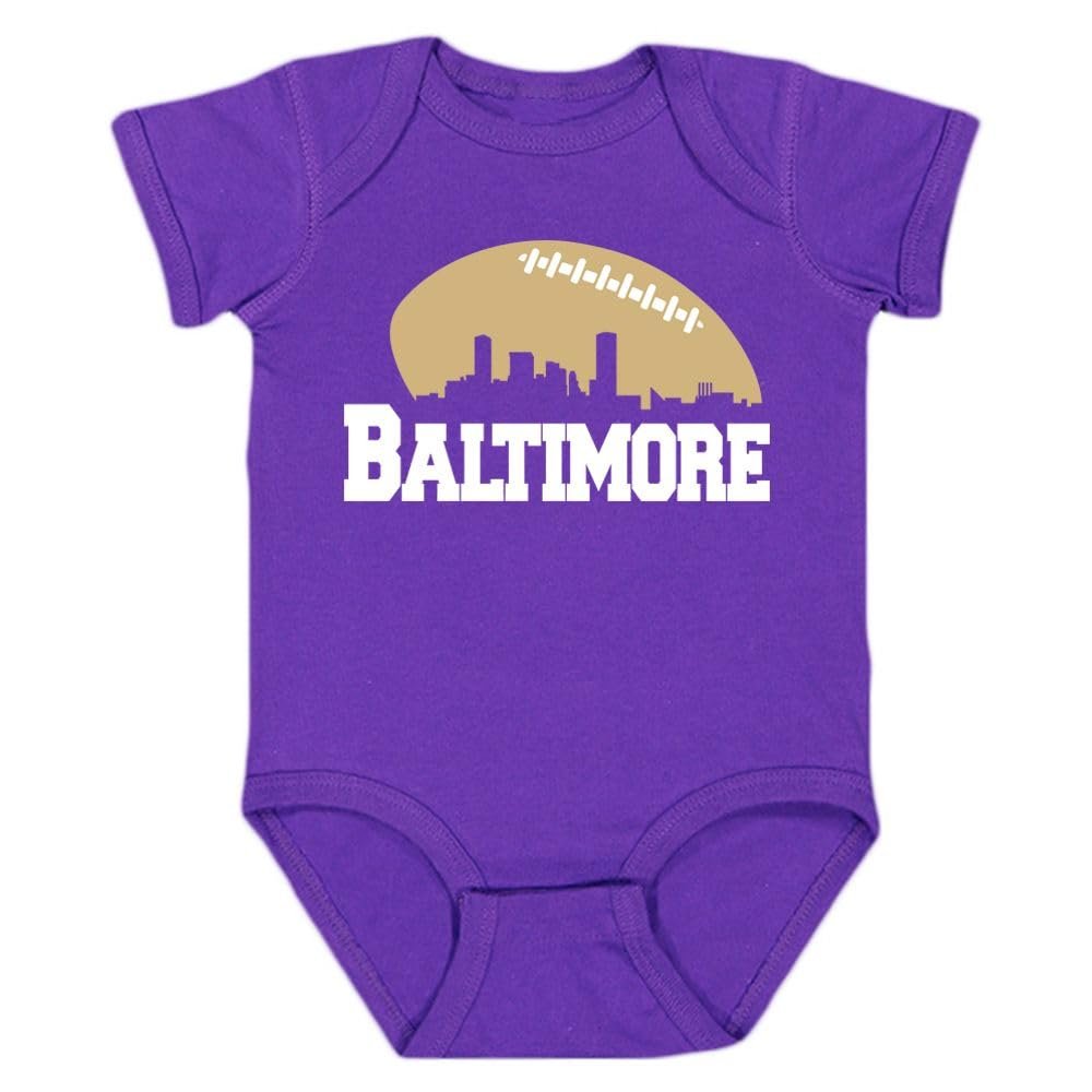 Baltimore Skyline Kid's Bodysuit for Football Fans (Purple, 12M)
