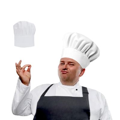 Urby Extra Large Chefs Hat Similar to Hat Size XL, XXL or 7 1/2. Great Comfort to Chefs with Larger Head. Adjustable Elastic Band. White 1PK.