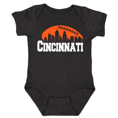 Xtreme Apparrel Cincinnati Skyline Baby Bodysuit for Football Fans (Black, 6M)