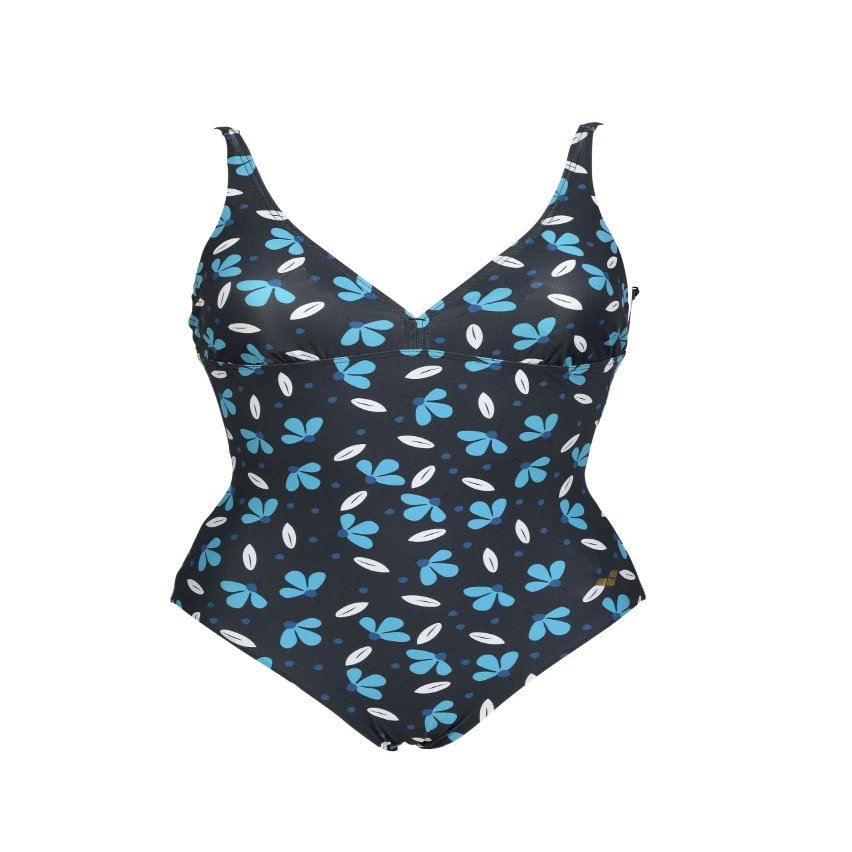 ARENA U Back All Over Women's Fashion One Piece Swimsuit - Stylish Women's Bathing Suit for Beach and Pool - Cute, Full Coverage, and Ideal for Women's Athletic Swimwear,Low Cut-Asphalt Multi