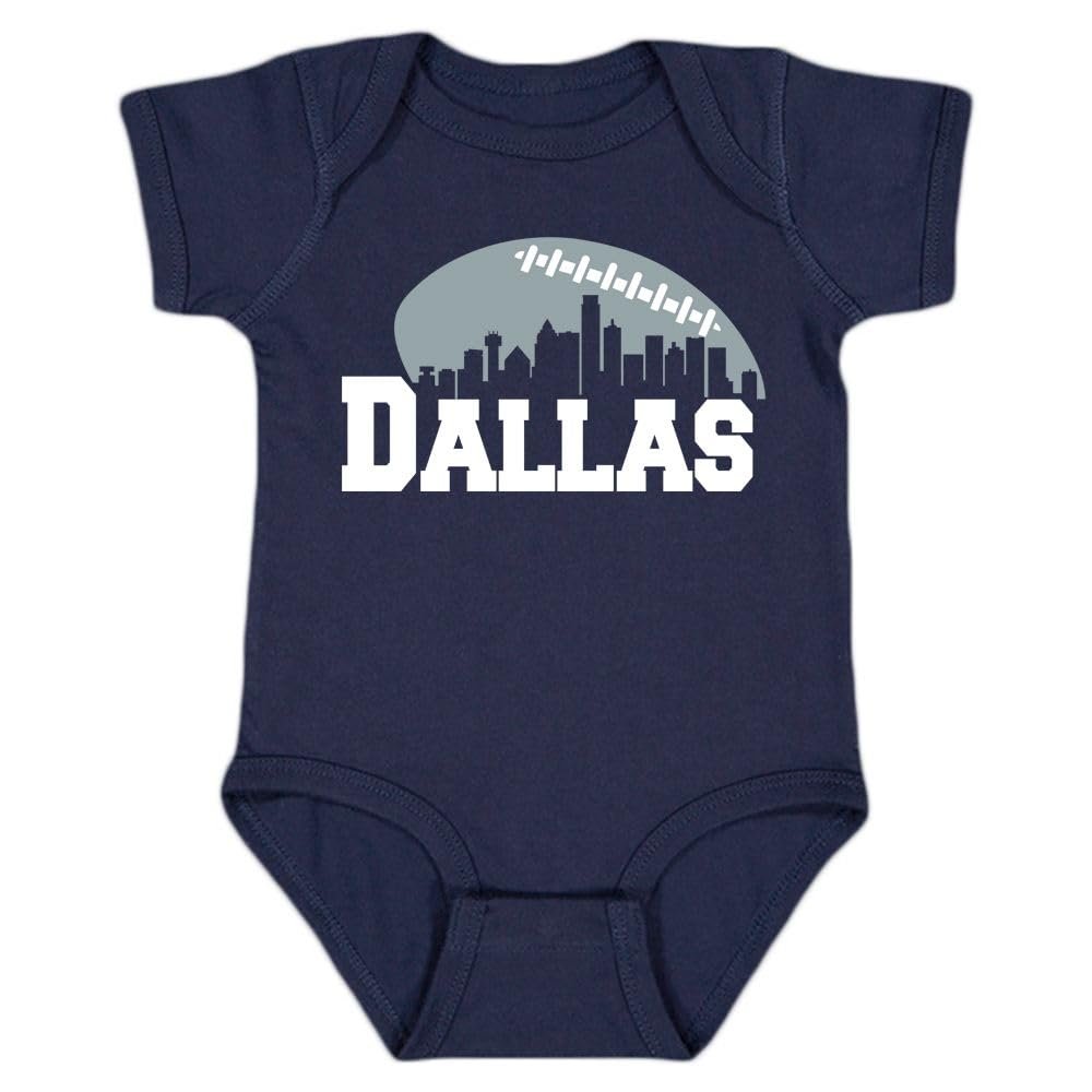 Xtreme Apparrel Dallas Skyline Baby Bodysuit for Football Fans (Navy, 12M)
