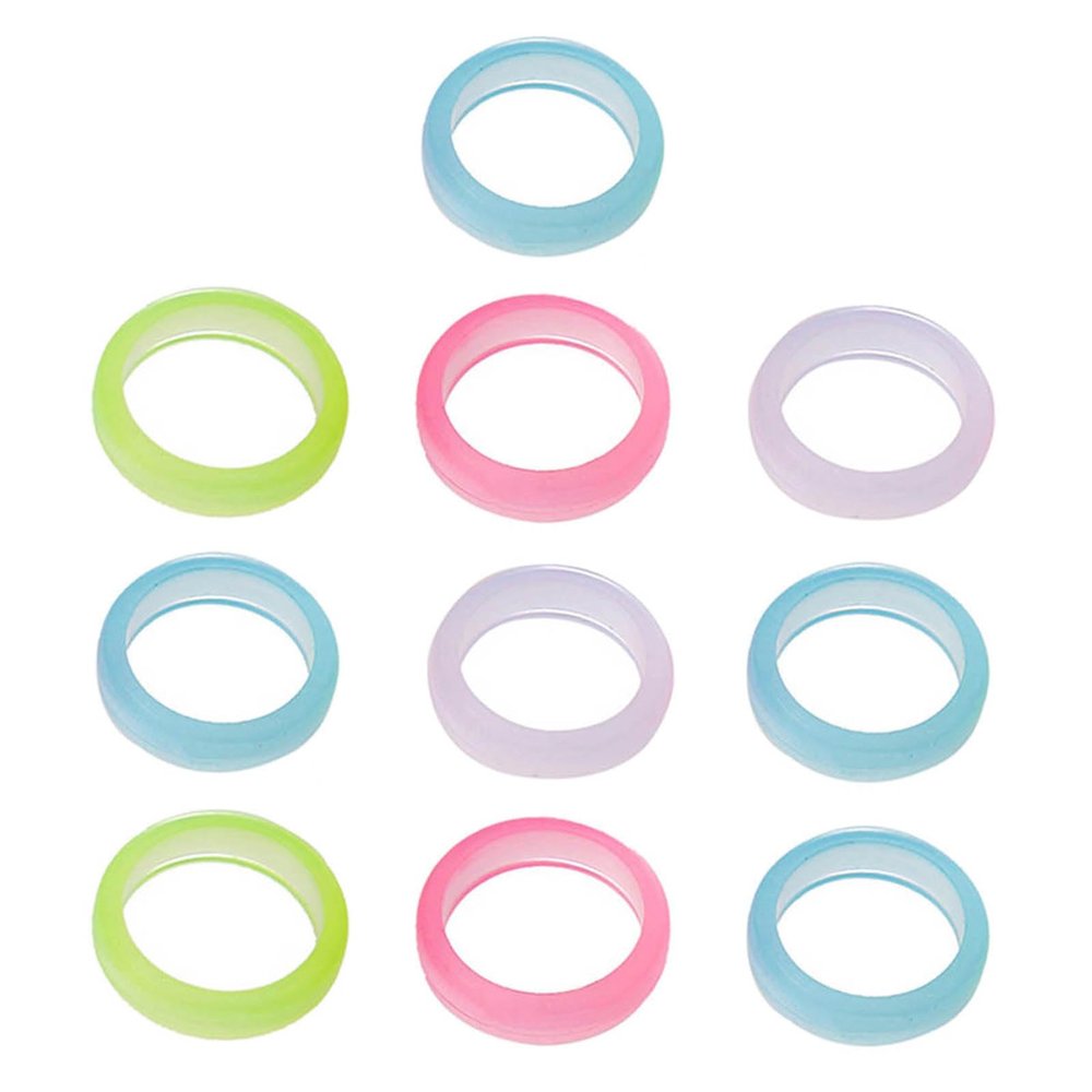 10 Pcs Minimalist Resin Luminous Rings Fashion Stackable Statement Dome Thick Finger Rings Wedding Party Jewelry