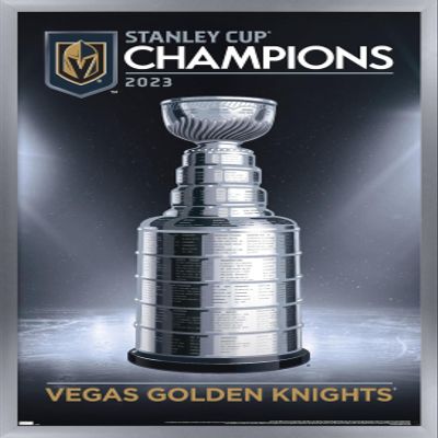 Trends International NHL Vegas Golden Knights - 2023 Stanley Cup Team Logo Wall Poster, 34L x 22.4W, Silver Framed Version