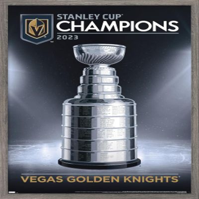 Trends International NHL Vegas Golden Knights - 2023 Stanley Cup Team Logo Wall Poster, 34L x 22.4W, Barnwood Framed Version