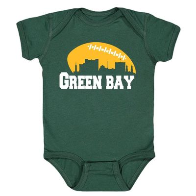 Green Bay Skyline Baby Bodysuit for Football Fans (Forest Green, 18M)