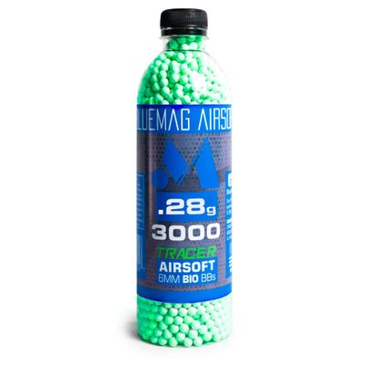 BlueMag Airsoft Biodegradable 6mm Tracer Airsoft BBS .28g 3000ct - Polished to Perfection - for All 6mm Airsoft Guns - Ultra Bright Tracer Rounds