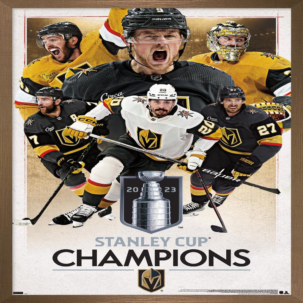 NHL Vegas Golden Knights - 2023 Stanley Cup Champions Wall Poster, 34L" x 22.4W", Bronze Framed Version