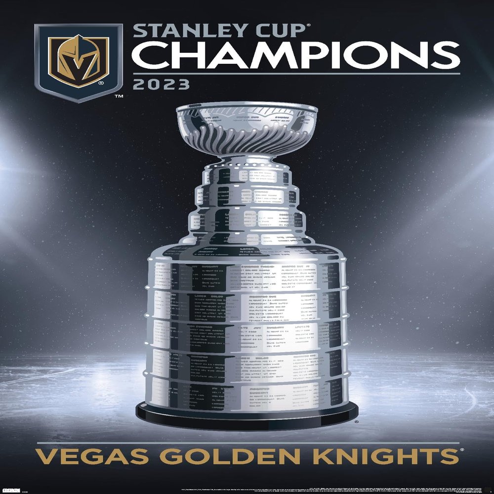 Trends International NHL Vegas Golden Knights - 2023 Stanley Cup Team Logo Wall Poster, 22.4L x 14.7W, Premium Unframed Version