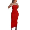 Women's Basic Sleeveless Tube Top Sexy Strapless Bodycon Midi Club Dress for Weddings Guest 2023 Summer Casual Tight Dress Red view 3