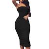 Women's Basic Sleeveless Tube Top Sexy Strapless Bodycon Midi Club Dress for Weddings Guest 2023 Summer Casual Tight Dress Black view 2
