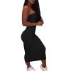 Women's Basic Sleeveless Tube Top Sexy Strapless Bodycon Midi Club Dress for Weddings Guest 2023 Summer Casual Tight Dress Black view 4