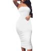 Women's Basic Sleeveless Tube Top Sexy Strapless Bodycon Midi Club Dress for Weddings Guest 2023 Summer Casual Tight Dress White view 2
