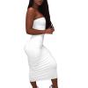 Women's Basic Sleeveless Tube Top Sexy Strapless Bodycon Midi Club Dress for Weddings Guest 2023 Summer Casual Tight Dress White view 4
