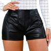 MOSISON Womens Casual Faux Leather Hot Pants High Waist Stretchy Shorts(02#Black,S) view 1