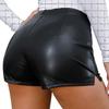 MOSISON Womens Casual Faux Leather Hot Pants High Waist Stretchy Shorts(02#Black,S) view 3