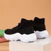LLTMALL Women's Men's Chunky Sock Sneakers Lace up High Top Lightweight Mesh Running Shoes Black White 13 view 4