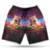 Hungy Cat Men's Swim Trunks - Love Eating Hawaiian Shorts for Men, Men's Summer Bathing Shorts Set 34 Size Size 2XL view 1