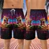 Hungy Cat Men's Swim Trunks - Love Eating Hawaiian Shorts for Men, Men's Summer Bathing Shorts Set 34 Size Size 2XL view 2