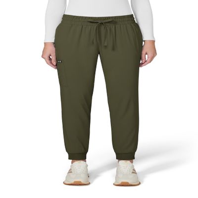 KOI Basics Gemma Women's 5-Pocket Stretch Jogger Olive Green Small Tall