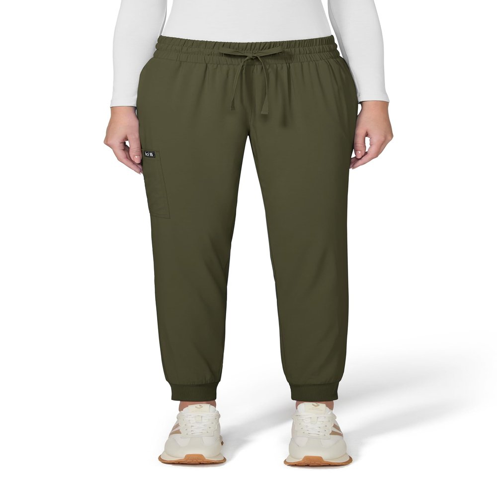 KOI Basics Gemma Women's 5-Pocket Stretch Jogger Olive Green Small Tall