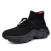 LLTMALL Women's Men's Chunky Sock Sneakers Lace up High Top Lightweight Mesh Running Shoes Black Red 10.5 view 1