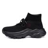 LLTMALL Women's Men's Chunky Sock Sneakers Lace up High Top Lightweight Mesh Running Shoes Black Red 10.5 view 2
