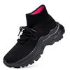 LLTMALL Women's Men's Chunky Sock Sneakers Lace up High Top Lightweight Mesh Running Shoes Black Red 10.5 view 3