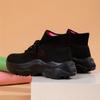 LLTMALL Women's Men's Chunky Sock Sneakers Lace up High Top Lightweight Mesh Running Shoes Black Red 10.5 view 4