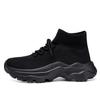 LLTMALL Women's Men's Chunky Sock Sneakers Lace up High Top Lightweight Mesh Running Shoes All Black 11 view 2