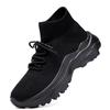 LLTMALL Women's Men's Chunky Sock Sneakers Lace up High Top Lightweight Mesh Running Shoes All Black 11 view 3