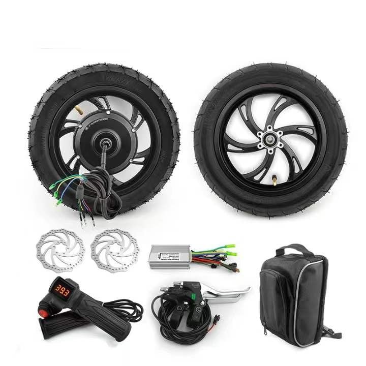 DIY 36v 250w 350W 12 Inch Bike Scooter Brushless Gear Hub Motor Kit with Disc Brake Pneumatic Wheel (with 2Brake Discs, 36V250W)