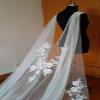 AiberLisha Long Wedding Cape Lace Applique Wedding Veil Cloak For Bride White 3 M view 3