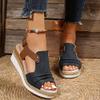 Dheva-C Orthopedic Wedge Sandals for Women Summer Dressy Open Toe Ankle Strap Platform Fashion Sandals Buckle Ankle Strap Casual Beach Outdoor Sandals Wedges Sandal Shoes (2-Navy, 10) view 2